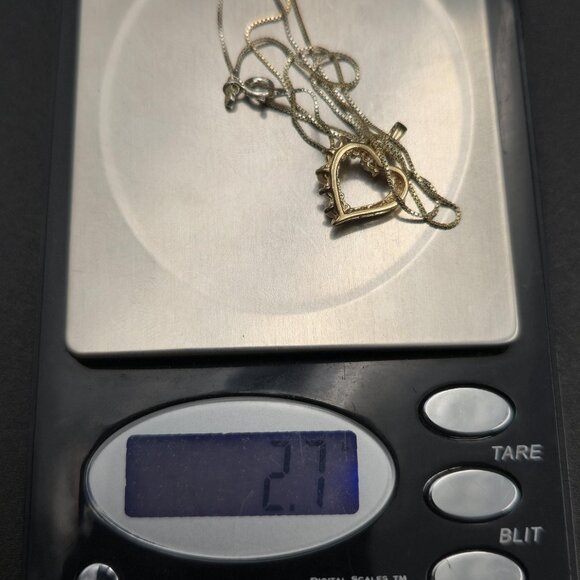 18 Inch Gold Over Sterling Pearls And Diamonds Heart Necklace A6169 - Picture 8 of 8